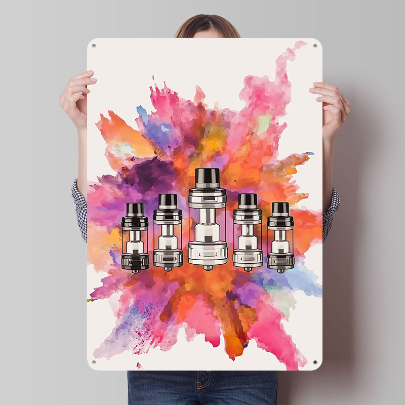 Vape Decoration - Vape Tanks Colorsplash Weißblech-Poster, anpassbare Wandkunst,