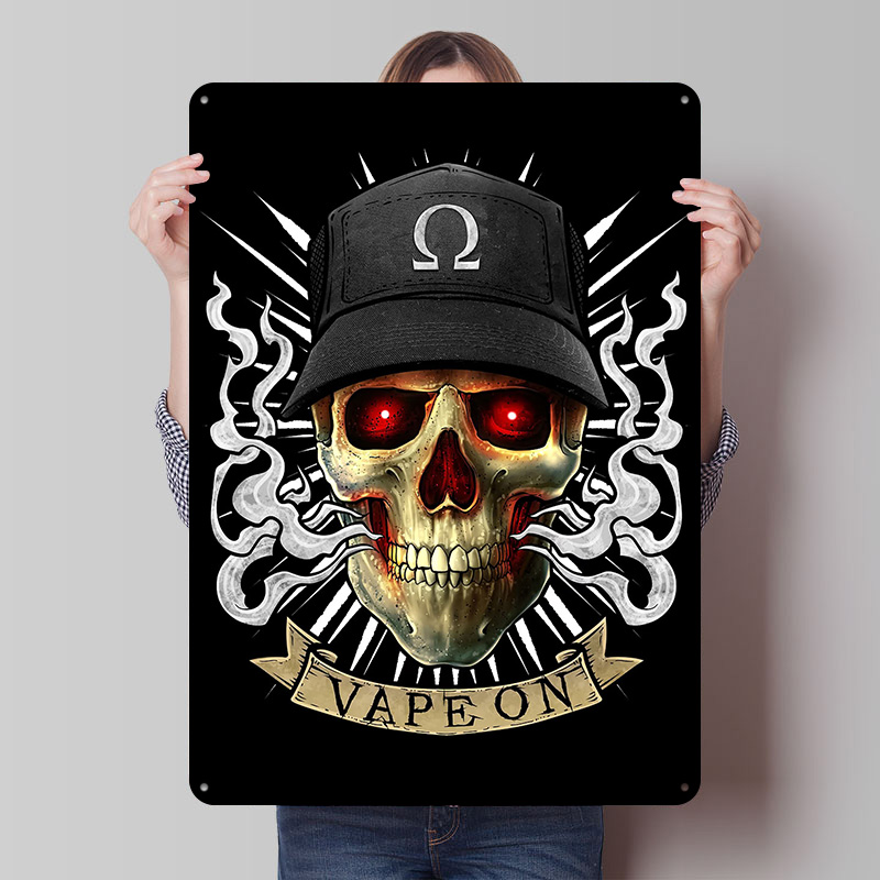 Vape Decoration - Vaping Skull Cloud Chaser Weißblech-Poster, anpassbare